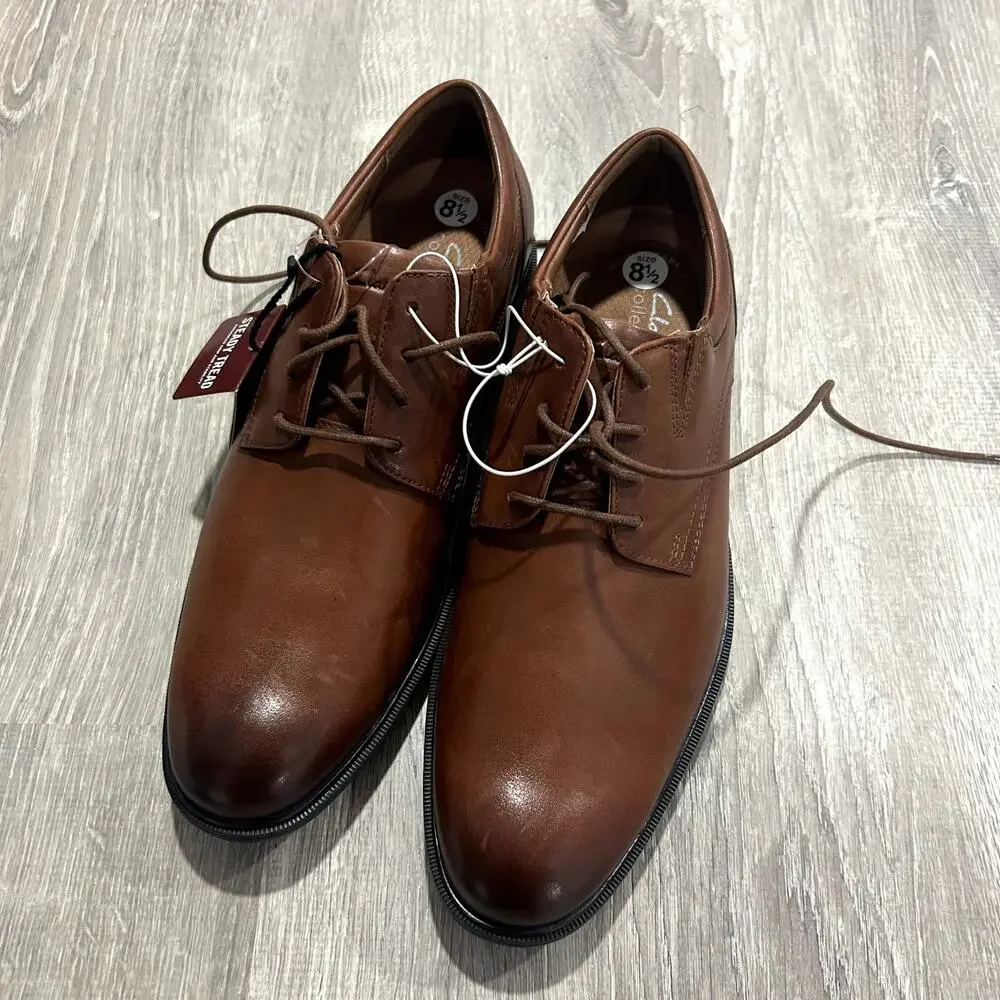 Clarks Steadwell Brown Leather Lace Dress Shoes NWT Size 8.5